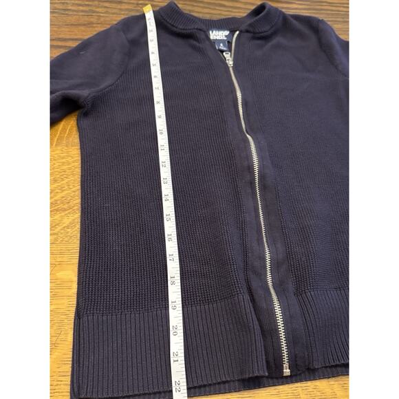 Women’s Cotton Zip-front Cardigan Sweater- Land's End -navy Sz Small - Picture 7 of 8